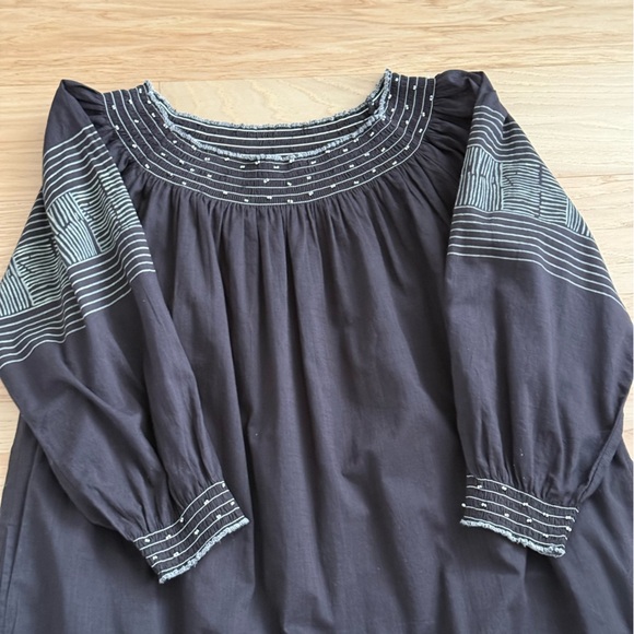 Velvet By Graham & Spencer Boho Peasant Cotton Beaded Smock Tunic Dress Size S - Picture 7 of 13